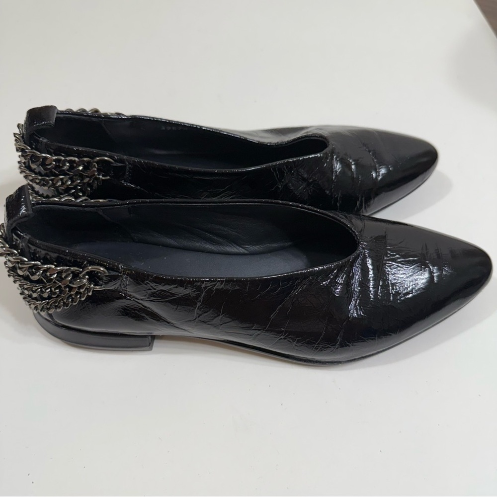 Homers Baby Flat with Chain Superluxe Black Patent Leather Shoes Size 7 - Picture 6 of 12